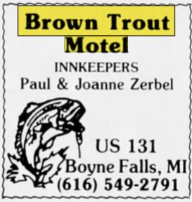 Brown Trout Motel - Dec 1990 Ad (newer photo)